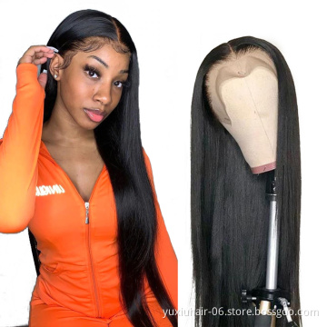 Wholesale 13 by 6 Brazilian Human Lace Front Wigs Silky Straight Pre Plucked Transparent Lace Frontal Wig for Black women